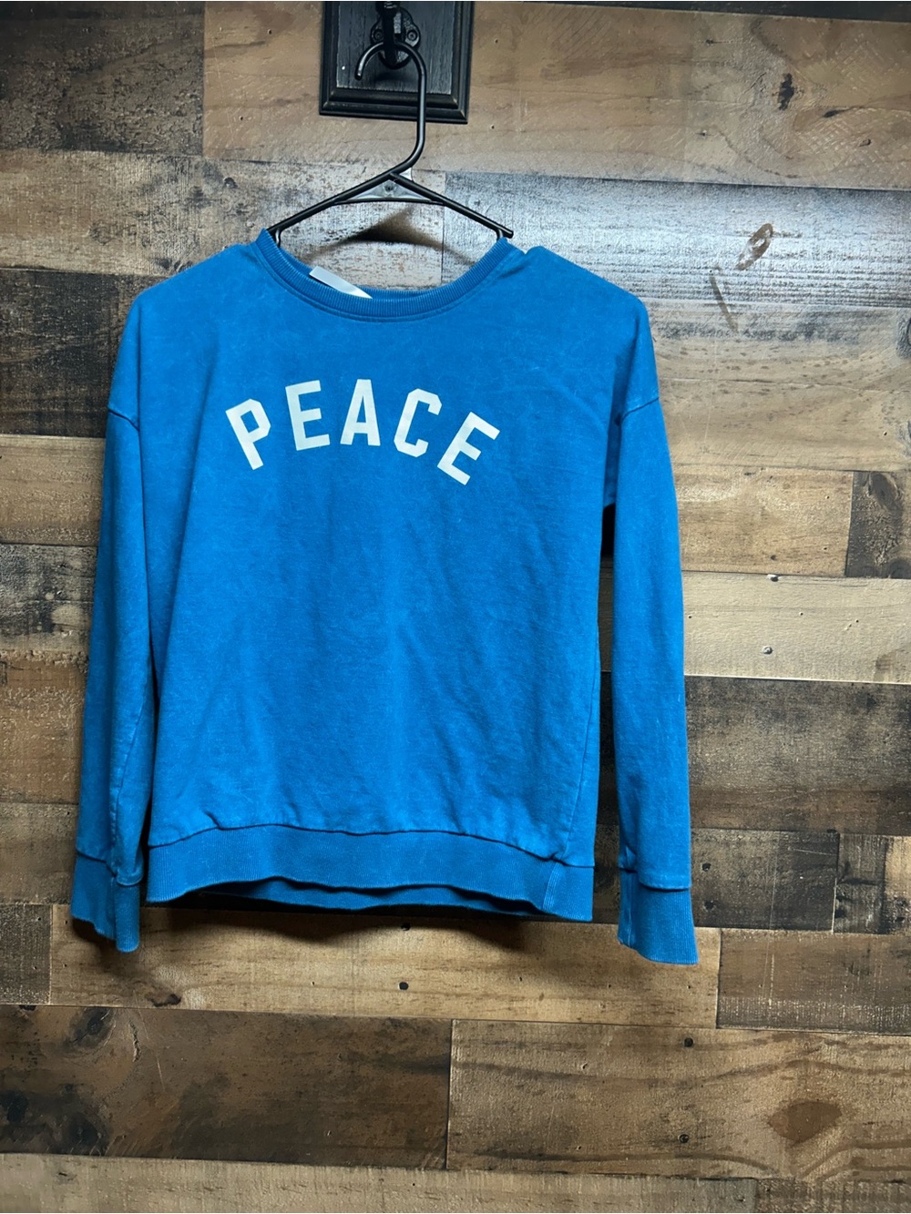 Girls  Blue 'PEACE' Crewneck Sweatshirt